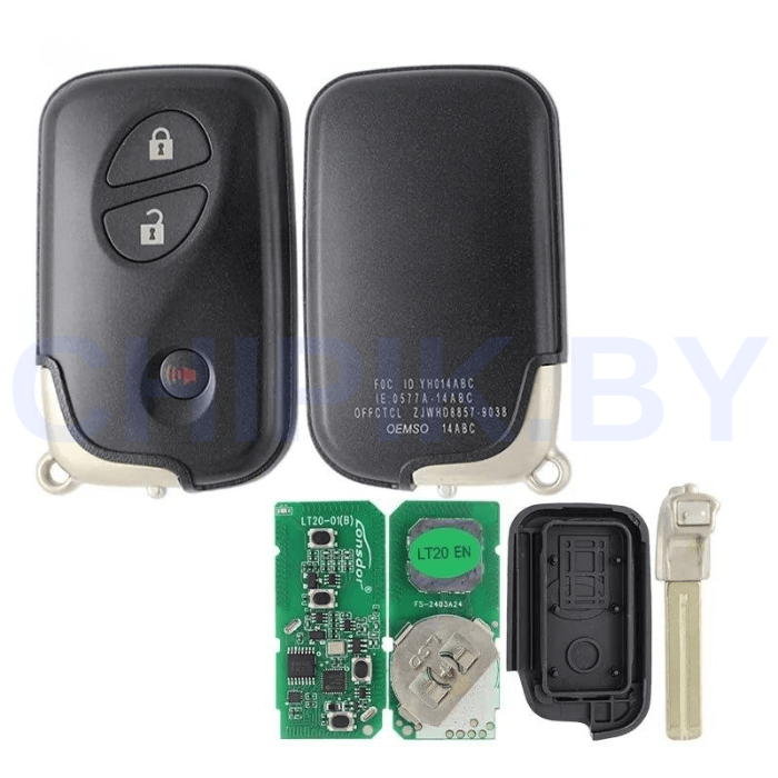 Пульт Lonsdor LT20-01 Toyota, Lexus, 8A+4D, частота 312 МГц,314,35 МГц,315,12 МГц,433,92 МГц, 3 кнопки, паника