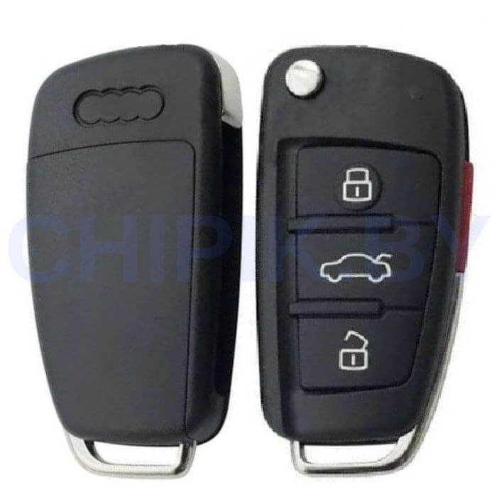 Ключ Ауди A6, Q7 выкидной корпус с платой, паника, Оригинал