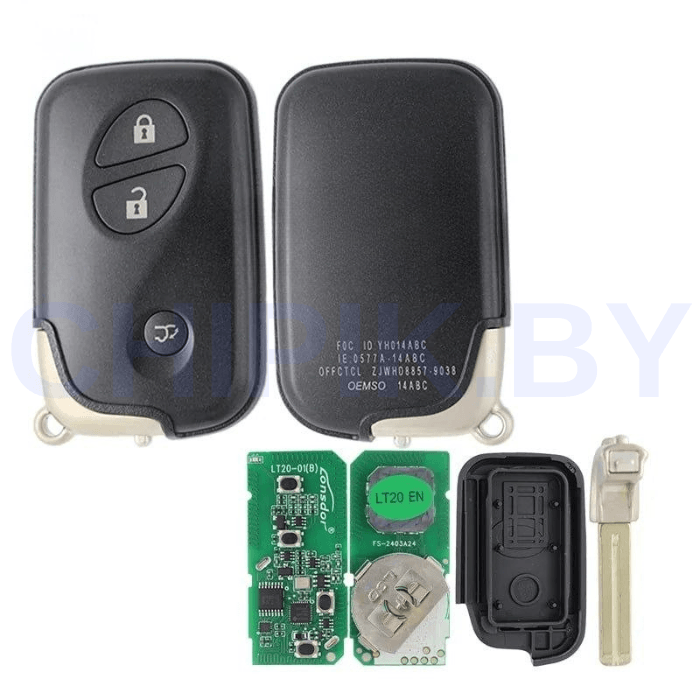 Пульт Lonsdor LT20-01 Toyota, Lexus, 8A+4D, частота 312 МГц,314,35 МГц,315,12 МГц,433,92 МГц, 3 кнопки, кроссовер