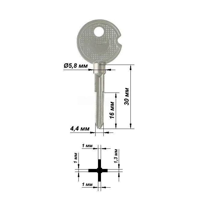Заготовка ключа Крест OK  KR1046 4 грани 5 см (Е147) КНР