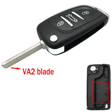 Ключ Пежо 308, 407, 408, 5008, 508 выкидной корпус под переделку VA2 батарейка на плате 