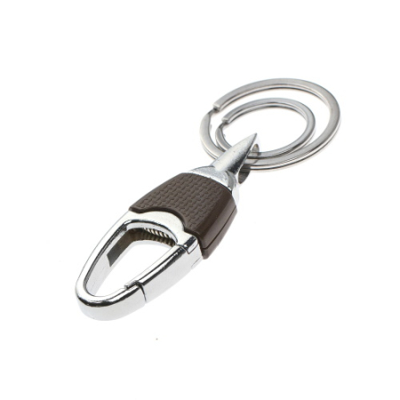 Карабин коричневый с двумя кольцами для ключей овальный