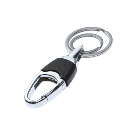 Карабин черный с двумя кольцами для ключей овальный