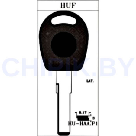Заготовка авто ключа Ауди, Фольксваген, Шкода, Сеат HU-HAA.P1 HU66P HF66P HF55P65 V66BP КНР пластик