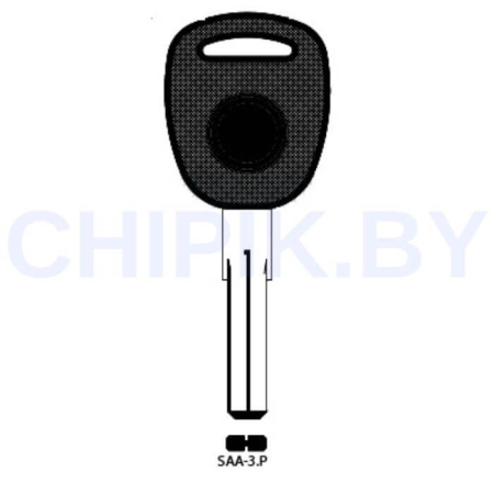 Заготовка авто ключа Вольво, Сааб SAA-3.P YM30P WT47 КНР под чип