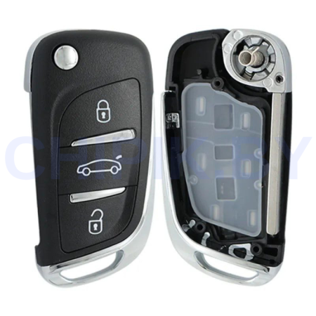 Ключ Пежо 308, 407, 408, 5008, 508 выкидной корпус под переделкуVA2 батарейка на корпусе