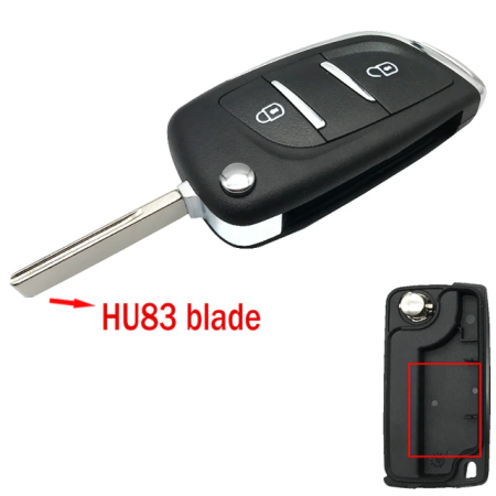 Ключ Пежо 207, 3008, 307, 308, 4007, 407 выкидной корпус под переделку HU83 Батарейка на плате