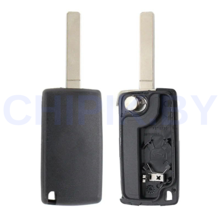 Ключ Ситроен Берлинго выкидной корпус VA2 батарейка на корпусе Ключ Ситроен Берлинго выкидной корпус VA2 батарейка на корпусе