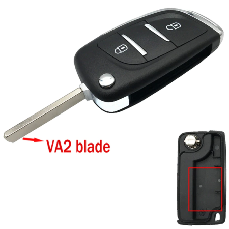 Ключ Пежо 207, 3008, 307, 308, 4007, 407 выкидной корпус под переделку VA2 батарейка на плате