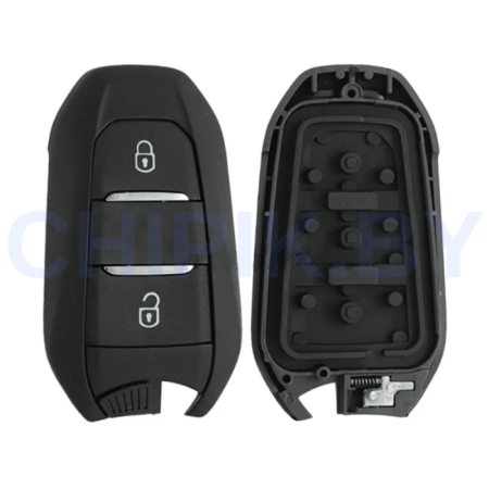 Ключ Ситроен/Пежо 3008, 308, 5008, C4, C4 Picasso, C4 Grand Picasso, C3 2 кнопки HU83, батарейка на плате смарт корпус