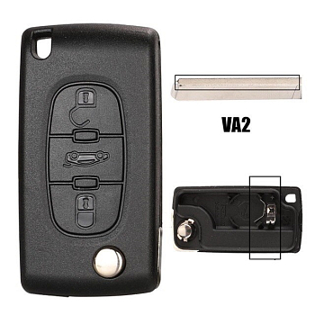 Ключ Пежо 308, 407, 408, 5008, 508 выкидной VA2  батарейка на корпусе Ключ Пежо 308, 407, 408, 5008, 508 выкидной VA2  батарейка на корпусе