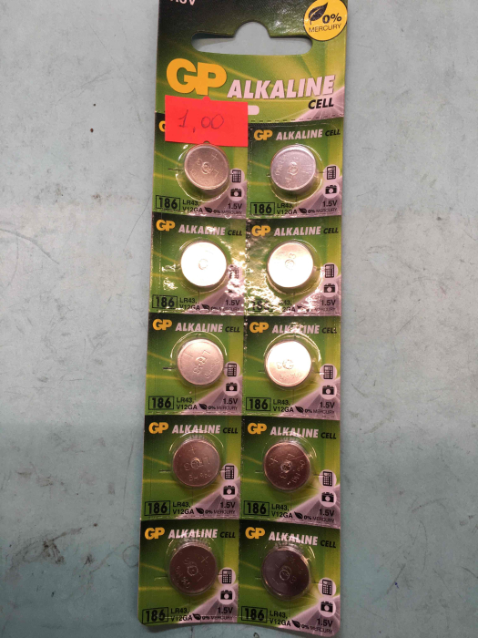 Батарейка AG12/186/386/LR43/V12GA/SR34 GP