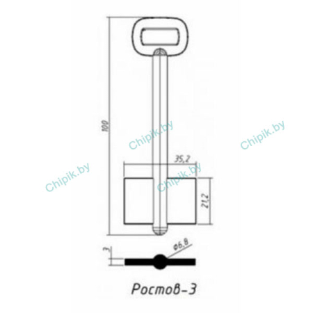 Заготовка ключа Ростов-3 РСТ-3 100*35,2*21,2 мм
