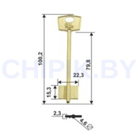 Заготовка ключ Галеон-2 GAL-2 90х15,3х22,3 2,25хØ4,7мм