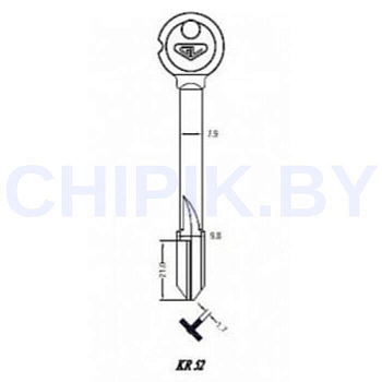 Заготовка ключ крест KR-52 KR16X XKV8 XRUS2 KRX16 Ø9.8, 1.7х1.7х21мм Заготовка ключ крест KR-52 KR16X XKV8 XRUS2 KRX16 Ø9.8, 1.7х1.7х21мм