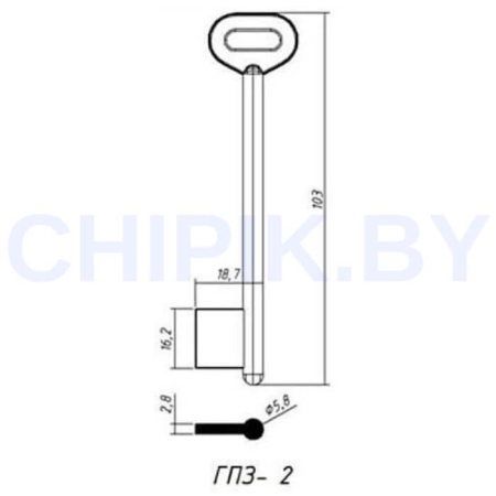 Заготовка ключа ГПЗ-2 GPZ2D 103*18,7*16,2 мм