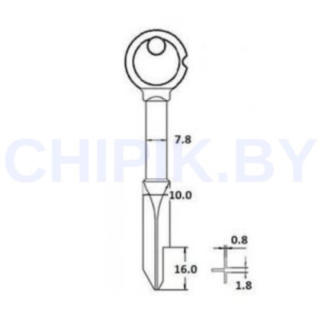 Заготовка ключ крест KR-4X XRUS1 KR-2 Ø10, 1.8х0.8х16мм