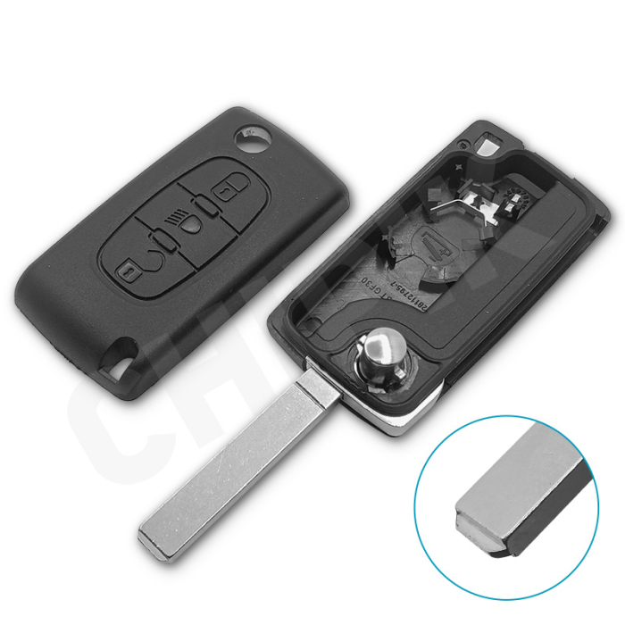 Ключ Ситроен Джампер, С3 Пикассо выкидной VA2, батарейка на корпусе