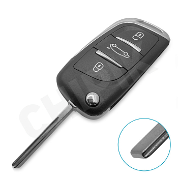 Ключ Пежо 308, 407, 408, 5008, 508 выкидной под переделку HU83 батарейка на плате 