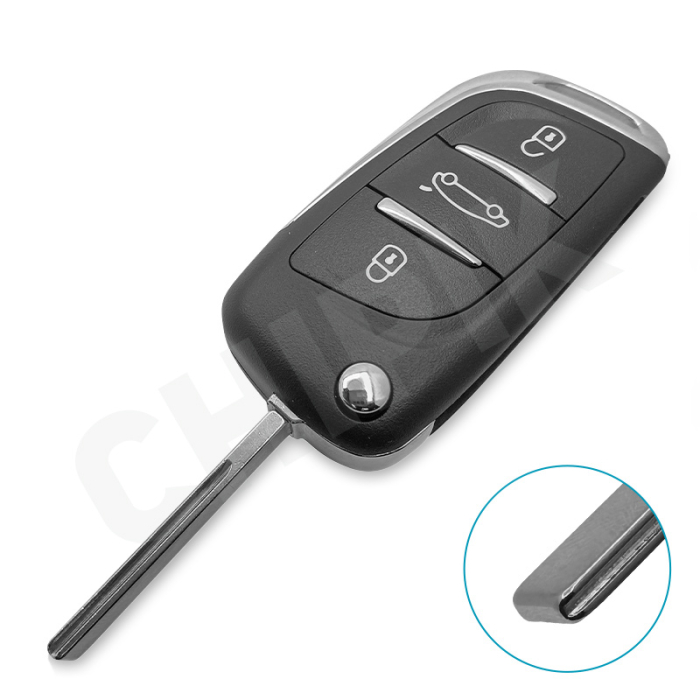 Ключ Пежо 308, 407, 408, 5008, 508 выкидной под переделку HU83 батарейка на плате 