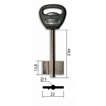 Заготовка ключа Бордер-2 BRD2DP 72-22-13,8 мм