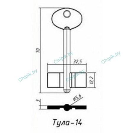 Заготовка ключа Тула-14 70-32,5-12,2 мм