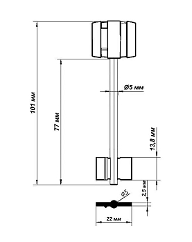 Заготовка ключа Бордер-4 BRD4DP 102-22-13,8 мм Заготовка ключа Бордер-4 BRD4DP 102-22-13,8 мм