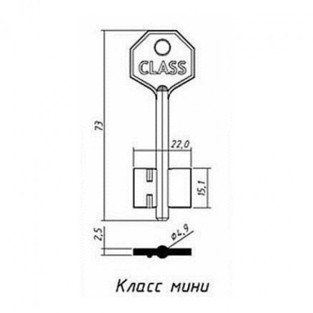 Заготовка ключа Класс-мини Class 73-22-15,1 мм Заготовка ключа Класс-мини Class 73-22-15,1 мм