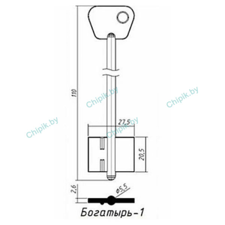 Заготовка ключа Богатырь-1 110-27,5-20,5 мм