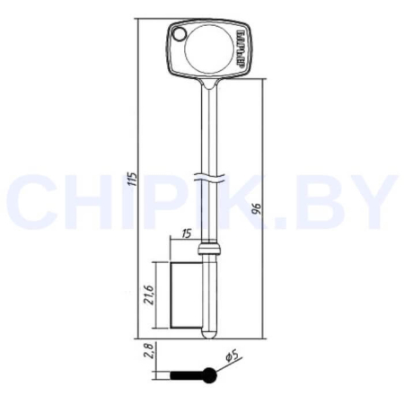 Заготовка ключа Барьер-3 115-15-21,6 мм