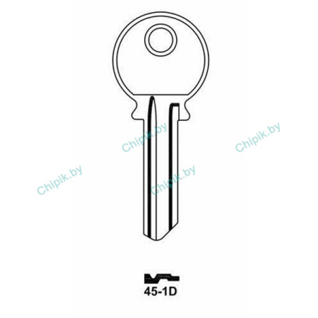 Заготовка ключа 45-1D RUS1 KSP1D КНР