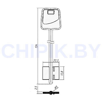 Заготовка ключа APECS APS4DP 134х22,2x17,8x2.5 латунь Заготовка ключа APECS APS4DP 134х22,2x17,8x2.5 латунь