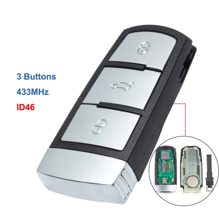 Ключ Фольксваген Пассат, Пассат СС, Маготан смарт корпус с платой ID46