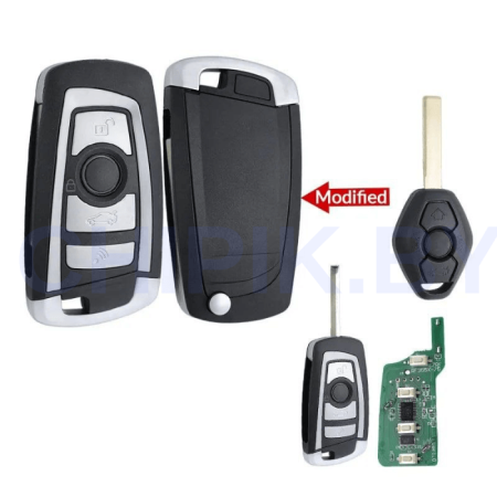 Ключ БМВ 3, 5, 6, 7, X3, X5 выкидной корпус с платой 868mhz 