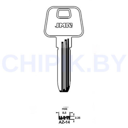 Заготовка ключа AZ-14 AZ7 AZB8 AZ7L Европа