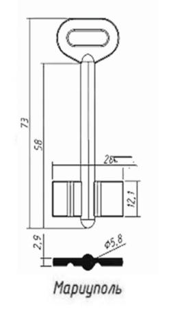 Заготовка ключа Мариуполь-2 MRP2D 74-28,2-12,2 мм