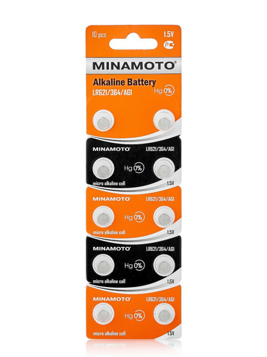 Батарейка AG1/164/364/LR60/LR620/621/LR621 Minamoto