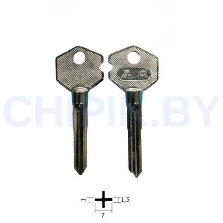 Заготовка ключ крест U-2X Ø7мм, 1.5x1x20мм КНР