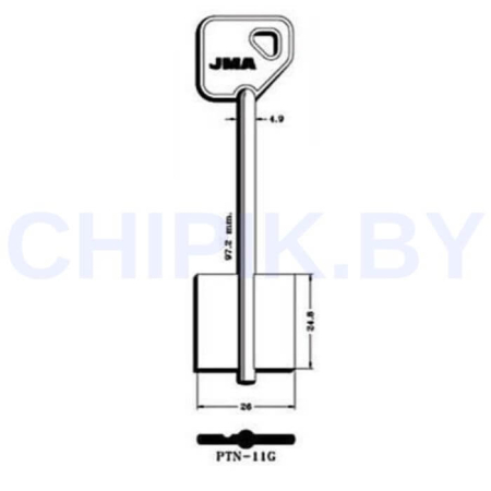 Заготовка ключа PTN-11G 5PT20 19PO 2PN15 Европа