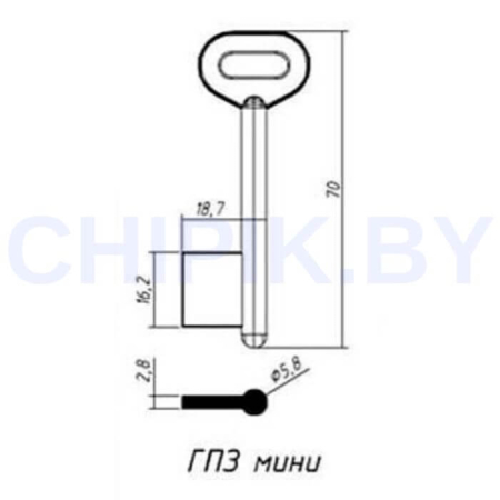 Заготовка ключа ГПЗ-4 мини 70-18,7-16,2 мм