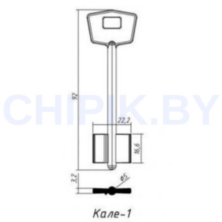 Заготовка ключ Кале-1 Кале-3 KLA1D 92-22,2-16,6 мм