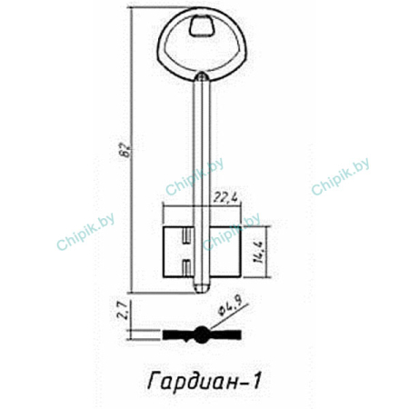 Заготовка ключа Гардиан-1 GRD1 82*22,4*14,4 мм