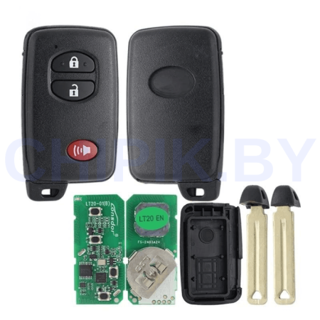 Пульт Lonsdor LT20-01 Toyota, чип 8A+4D, частота 312 МГц,314,35 МГц,315,12 МГц,433,92 МГц, 3 кнопки, паника,  чёрный