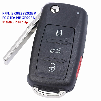 Ключ Фольксваген  Пассат, Джетта выкидной ключ с платой