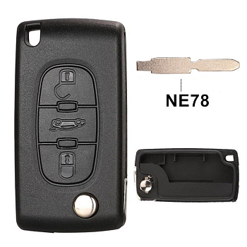 Ключ Пежо 308, 407, 408, 5008, 508 выкидной NE78 батарейка на плате Ключ Пежо 308, 407, 408, 5008, 508 выкидной NE78 батарейка на плате
