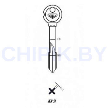 Заготовка ключ крест KR-51 Ø9.8, 1.7х1.7х25мм Заготовка ключ крест KR-51 Ø9.8, 1.7х1.7х25мм