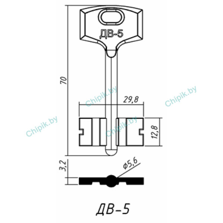 Заготовка ключ ДВ-5 DVK5D