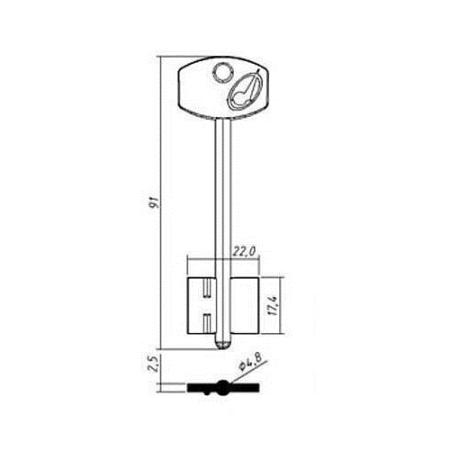 Заготовка ключа НПО-МАШ-2 93-22-17,4 мм