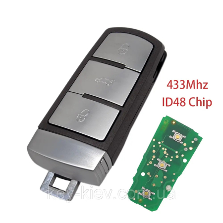 Ключ Фольксваген Пассат, Пассат СС,  Маготан смарт корпус с платой ID48 Ключ Фольксваген Пассат, Пассат СС,  Маготан смарт корпус с платой ID48