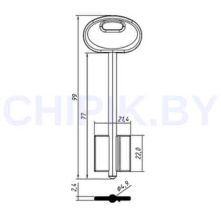 Заготовка ключа Меттэм-24 MET24DP 99-77-21,4-22 мм